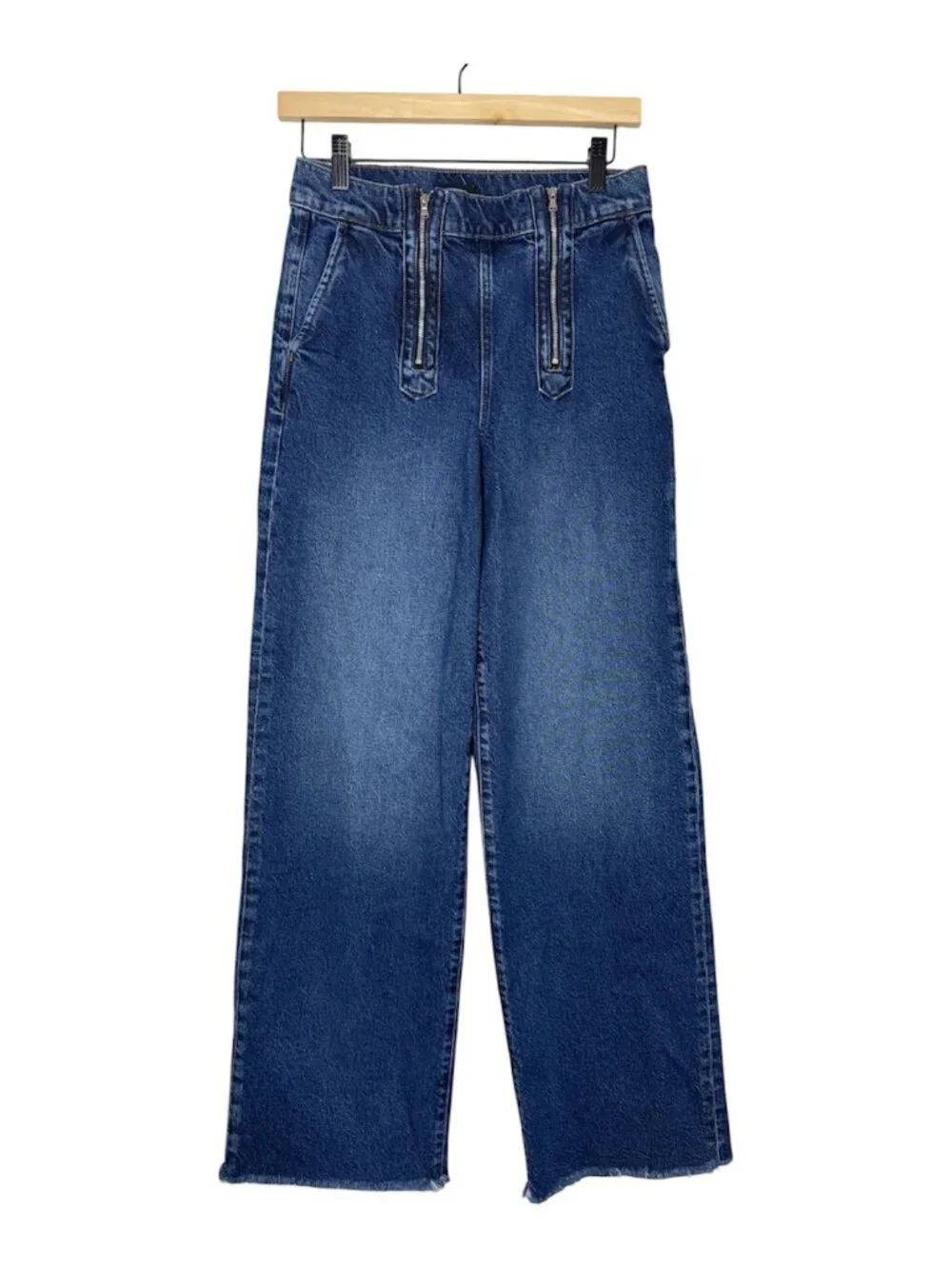 Express Wide Leg Jeans Womens 4R High Rise Stretch Medium Wash Denim - Picture 2 of 10